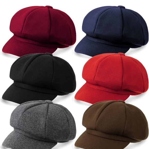 6 Pcs Newsboy Cap Warm Wool Visor Beret Hats Soft Vintage Baker Boy Hat - Picture 3 of 4